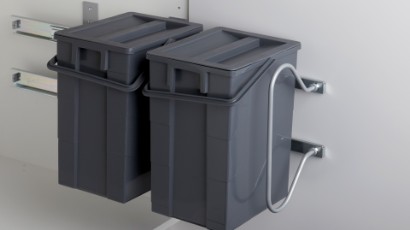Avfallsbeholdersystem til høyre / venstre med uttrekk 2 x 10 liter beholdere med lokk